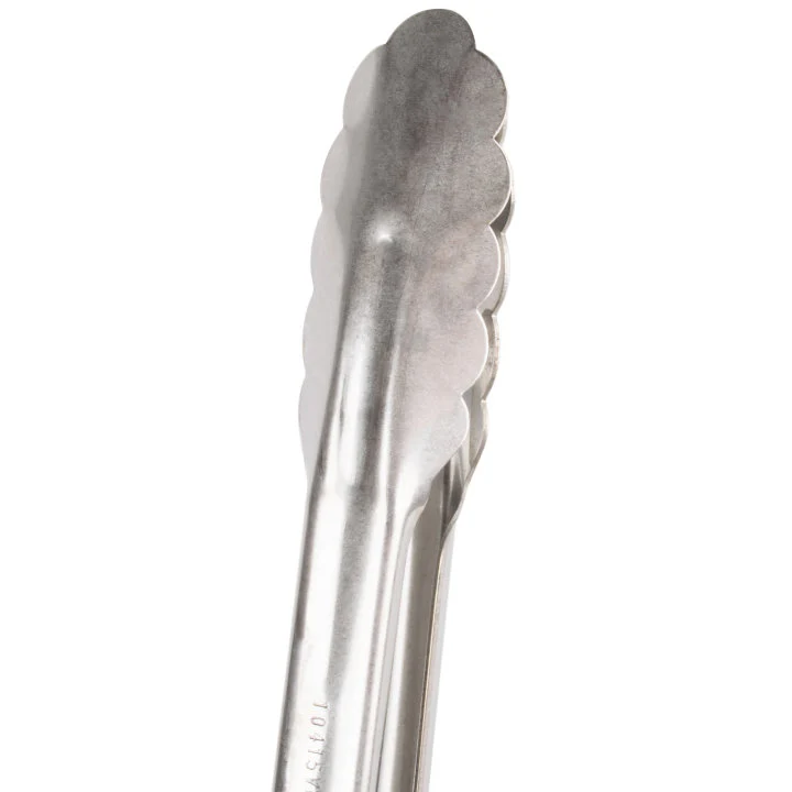 Vollrath 4781640 Jacob's Pride 1-Piece Stainless Steel Scalloped Utility Tongs with Color-Coded Kool-Touch Handle 16" - Red - Image 4