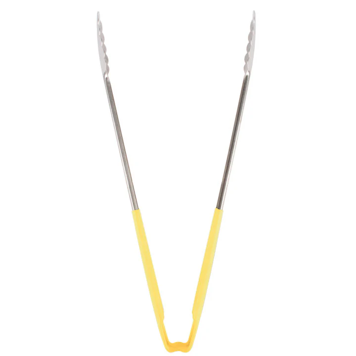 Vollrath 4781650 Jacob's Pride 1-Piece Stainless Steel Scalloped Utility Tongs with Color-Coded Kool-Touch Handle 16" - Yellow - Image 3