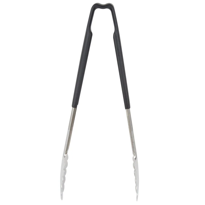 Vollrath 4781220 Jacob's Pride 1-Piece Stainless Steel Scalloped Utility Tongs with Color-Coded Kool-Touch Handle 12" - Black - Image 3
