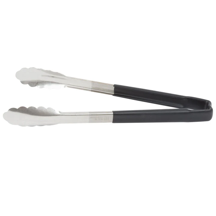 Vollrath 4781220 Jacob's Pride 1-Piece Stainless Steel Scalloped Utility Tongs with Color-Coded Kool-Touch Handle 12" - Black - Image 4