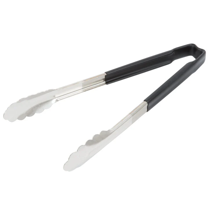 Vollrath 4781220 Jacob's Pride 1-Piece Stainless Steel Scalloped Utility Tongs with Color-Coded Kool-Touch Handle 12" - Black - Image 5