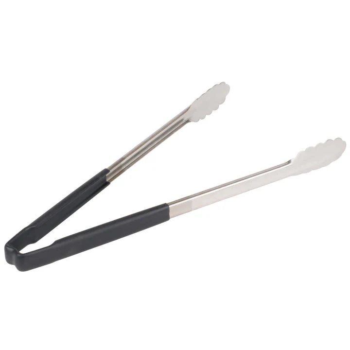 Vollrath 4781620 Jacob's Pride 1-Piece Stainless Steel Scalloped Utility Tongs with Color-Coded Kool-Touch Handle 16" - Black - Image 2