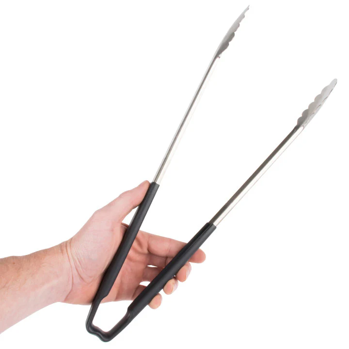 Vollrath 4781620 Jacob's Pride 1-Piece Stainless Steel Scalloped Utility Tongs with Color-Coded Kool-Touch Handle 16" - Black - Image 5