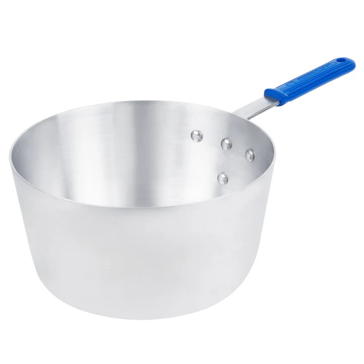 Vollrath 4350 Wear-Ever Tapered Aluminum Sauce Pan with Blue Silicone Cool Handle-10 Qt.