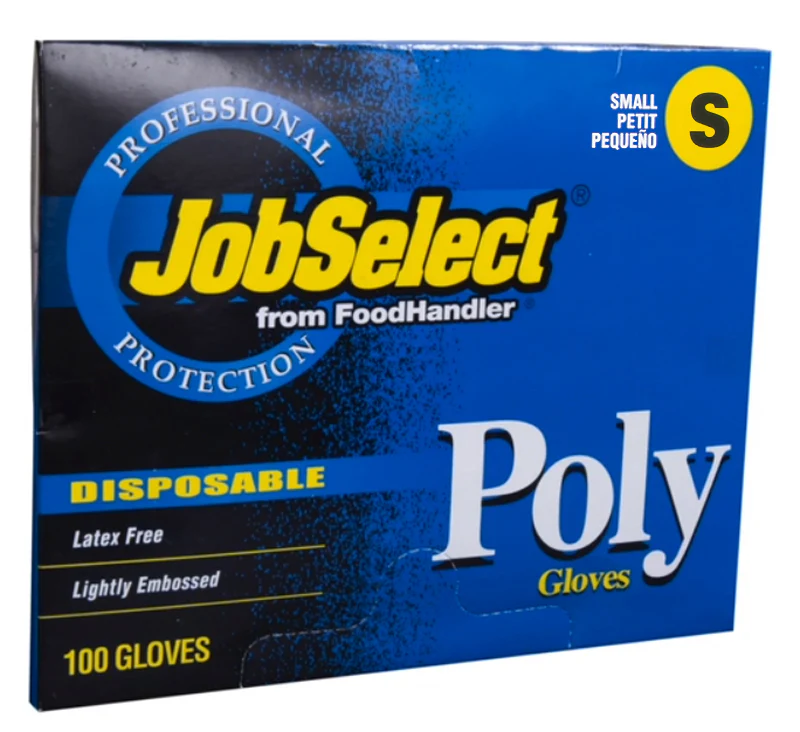 FoodHandler 104-GB2 JobSelect Disposable Powder-Free Clear Poly Gloves - Small - Image 4