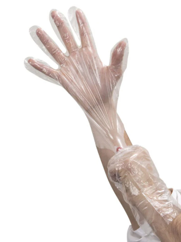 FoodHandler 104-GB4 JobSelect Disposable Powder-Free Clear Poly Gloves - Medium