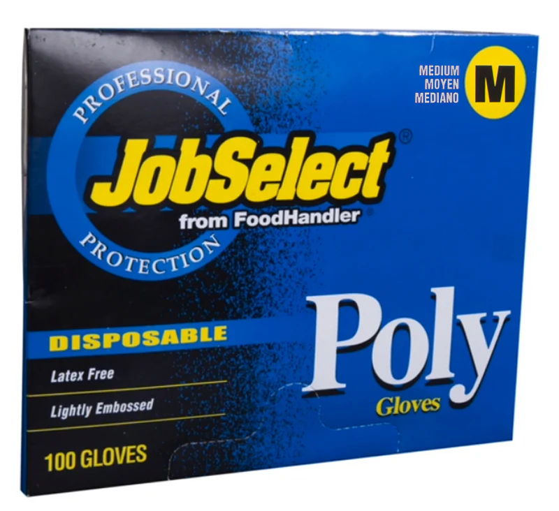 FoodHandler 104-GB4 JobSelect Disposable Powder-Free Clear Poly Gloves - Medium - Image 4