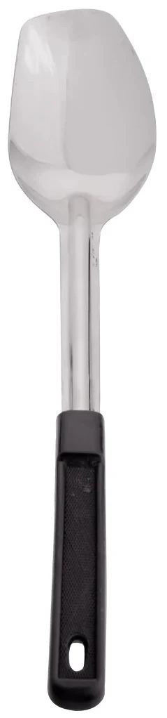 Browne 5761 Heavy Gauge Stainless Steel 3-Sided Solid Serving Spoon with Black Plastic Handle 13"
