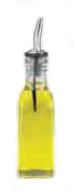 TableCraft 60125 Oil & Vinegar Glass Bottle with Stainless Steel Pourer - Clear - 6 oz - Image 2
