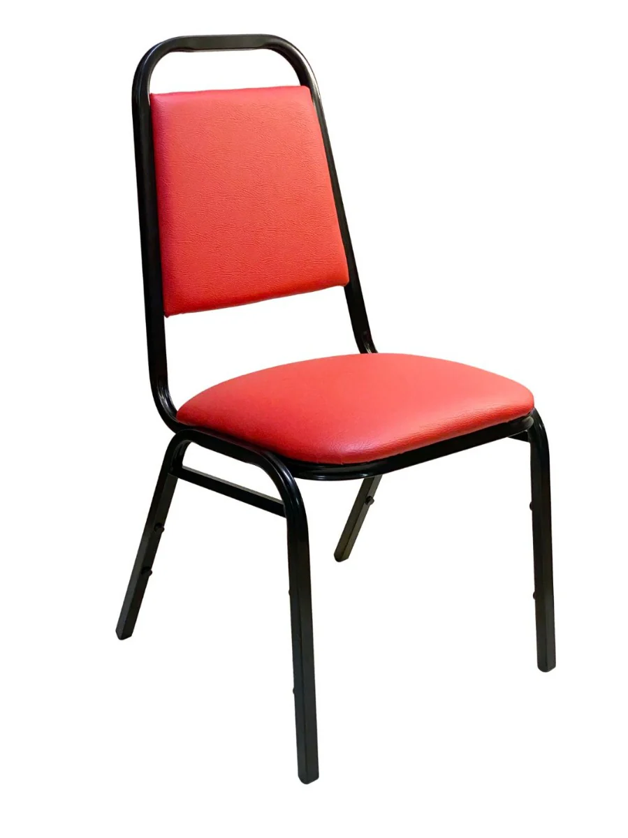 AAA Furniture Wholesale 888-11RED Red Stacking Side Chair with Metal Frame & Vinyl Seat - Image 3