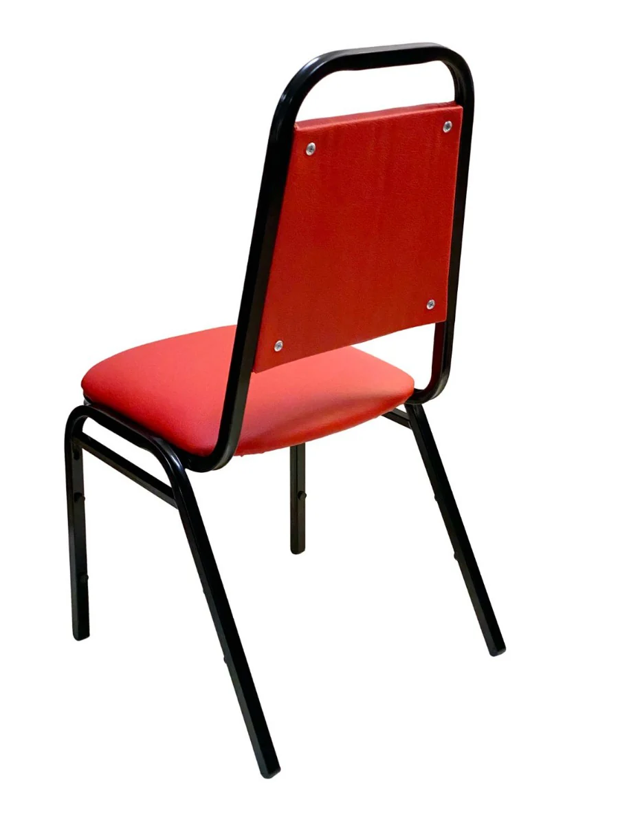 AAA Furniture Wholesale 888-11RED Red Stacking Side Chair with Metal Frame & Vinyl Seat - Image 4