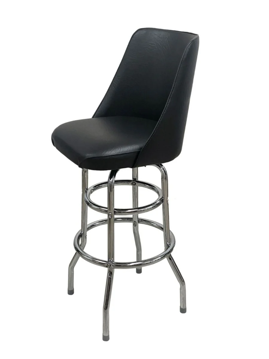 AAA Furniture Wholesale DRB/BUCKET Bucket Seat Bar Stool with Double Footring 43"OAH - Black Vinyl - Image 3