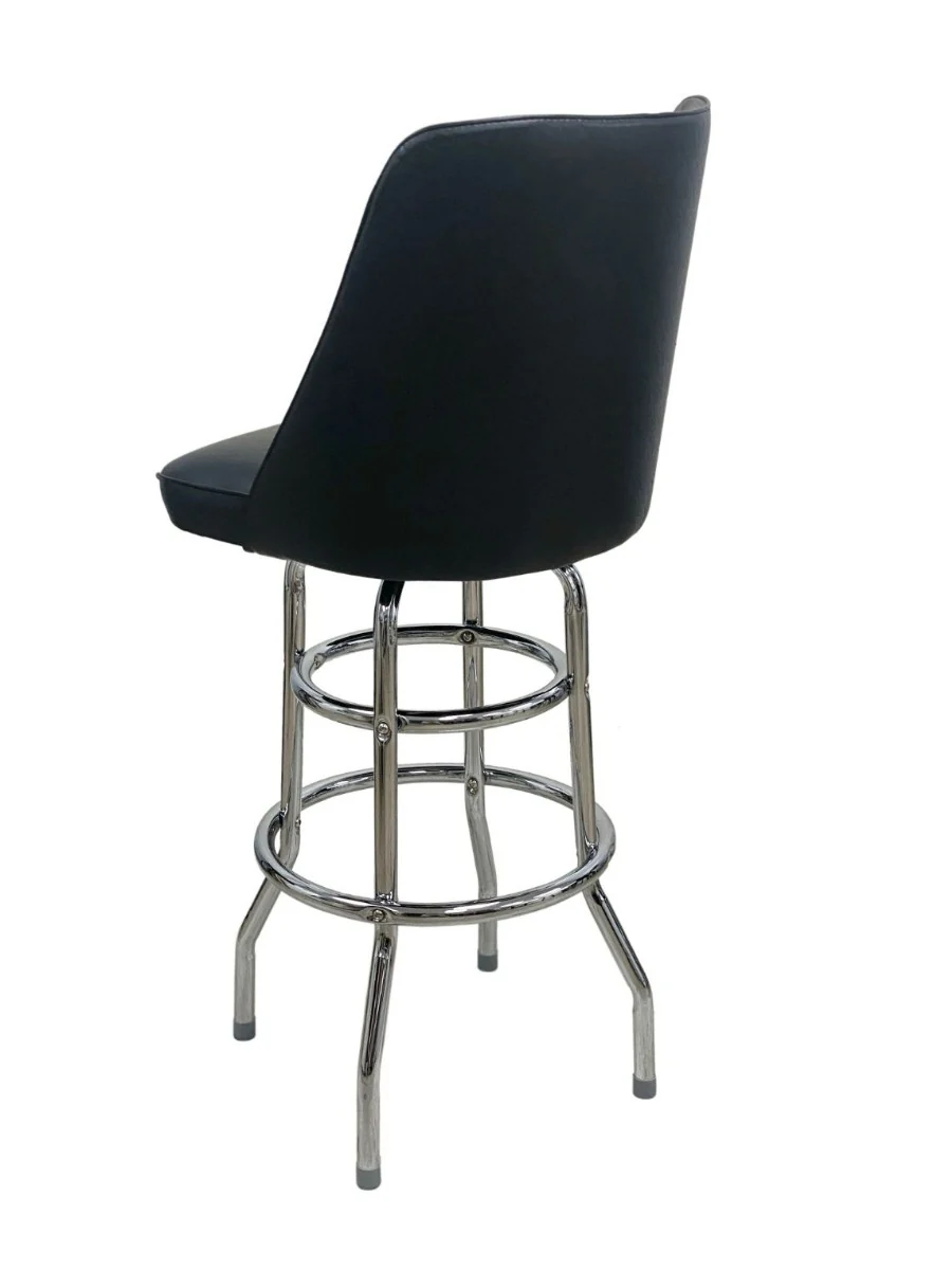AAA Furniture Wholesale DRB/BUCKET Bucket Seat Bar Stool with Double Footring 43"OAH - Black Vinyl - Image 4