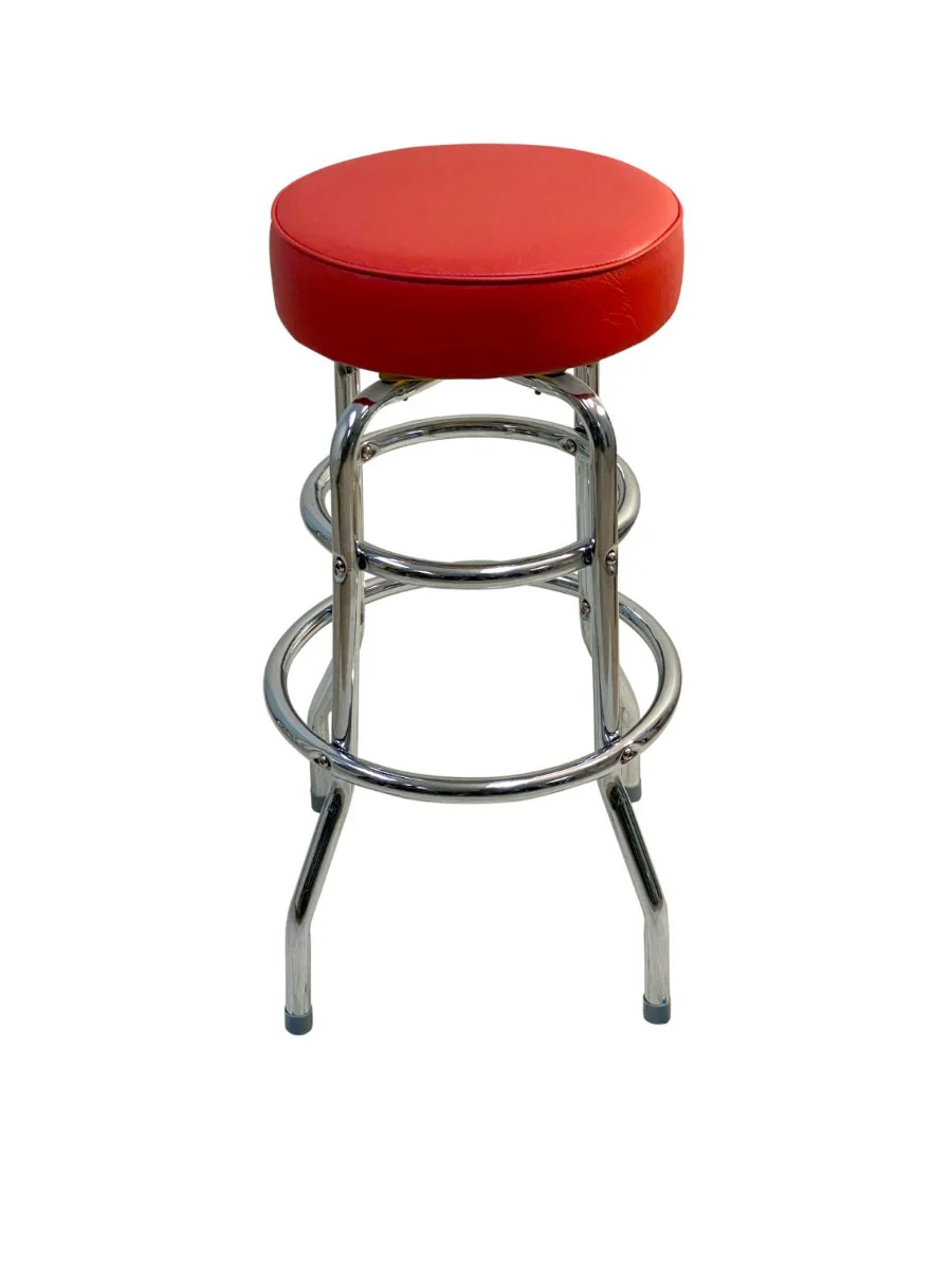 AAA Furniture Wholesale DRB/BUTTON/BLK Swivel Backless Button Bar Stool with Double Footring 29"H - Black Vinyl - Image 3