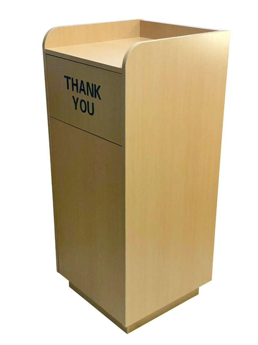 AAA Furniture Wholesale TRASH/NAT Thank You Trash Receptacle with Liner 20-1/4"W x 20"D x 47"H - Natural - Image 2