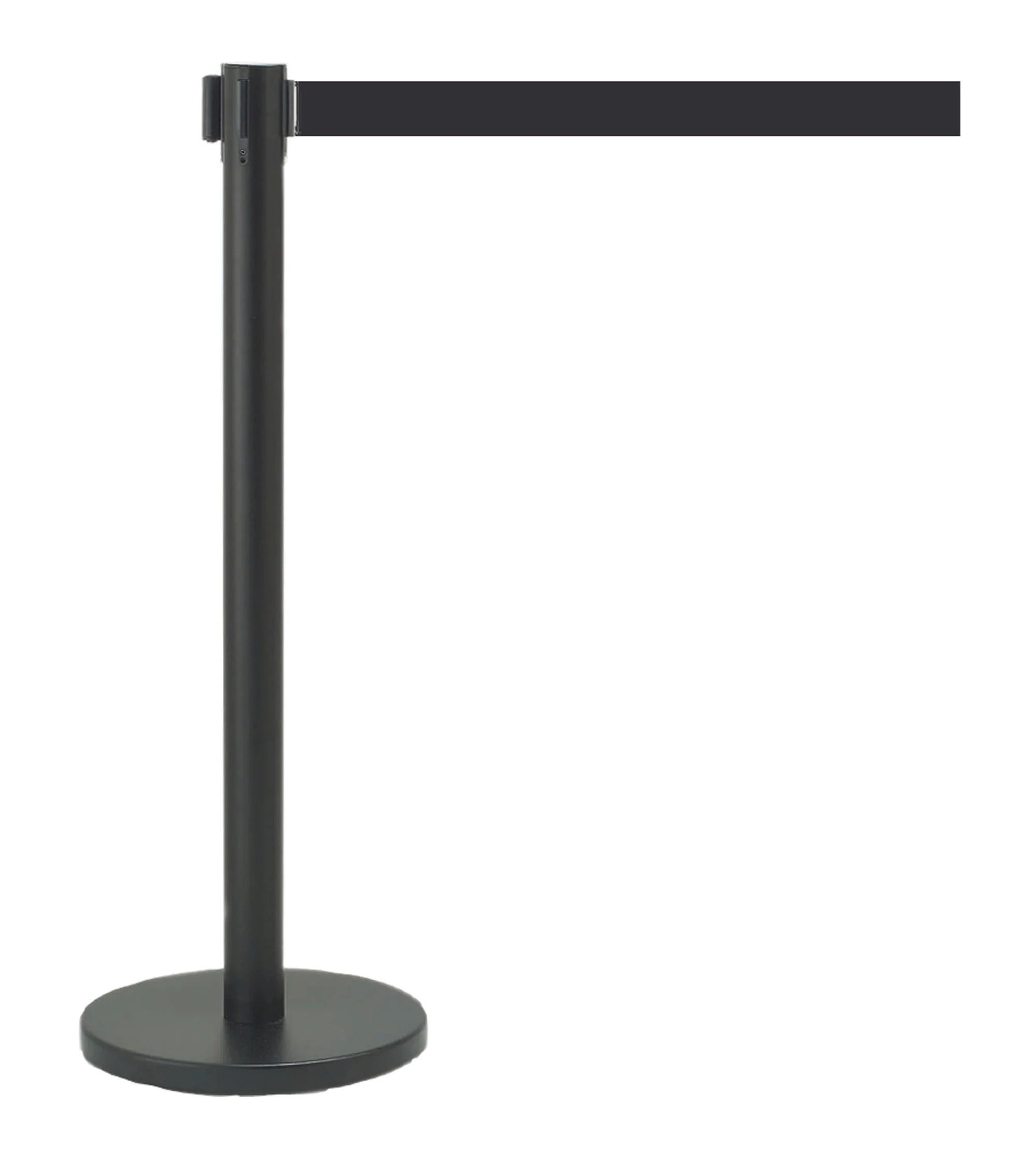 AARCO HBK-10BK Form-A-Line System Crowd Control Stanchion 40"H with 10' Black Retractable Belt - Black Finish
