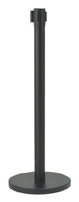 AARCO HBK-10BK Form-A-Line System Crowd Control Stanchion 40"H with 10' Black Retractable Belt - Black Finish - Image 2