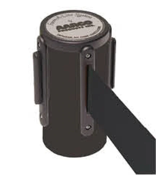AARCO HBK-10BK Form-A-Line System Crowd Control Stanchion 40"H with 10' Black Retractable Belt - Black Finish - Image 3