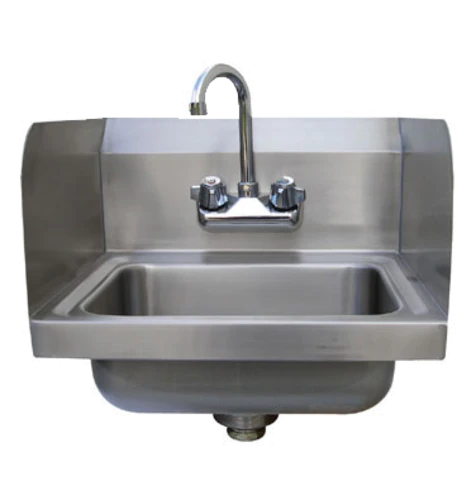 Advance Tabco 7-PS-EC-X Special Value Stainless Steel Wall Mounted Hand Sink 17" with Splash Mount Gooseneck Faucet and 14" x 10" x 5" Deep Bowl