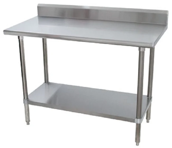 Advance Tabco KMSLAG-307-X Special Value Stainless Steel Work Table with Adjustable Undershelf & 5" Backsplash 84" x 30" - Image 2