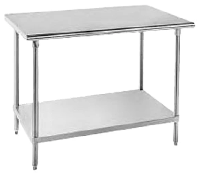 Advance Tabco SS-308 Premium Series Stainless Steel Flat Top Work Table with Adjustable Undershelf 96" x 30" - Image 2