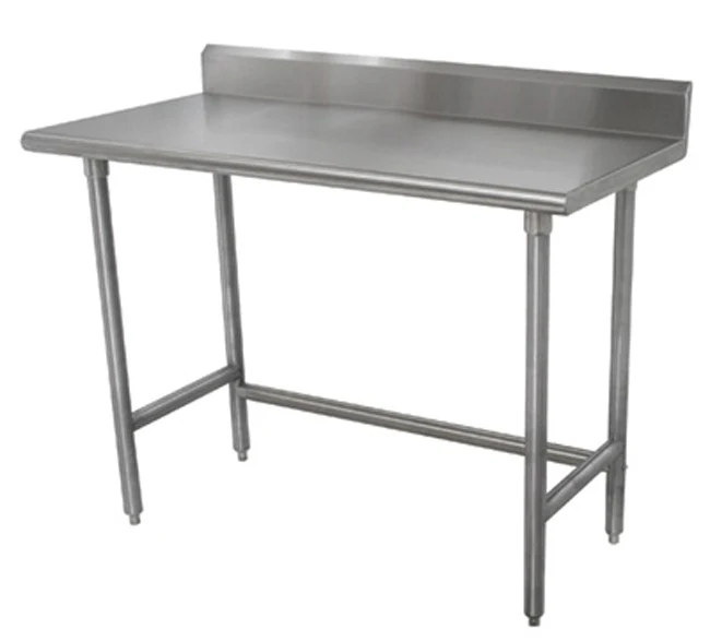 Advance Tabco TKSS-308 Stainless Steel Work Table with 5" Backsplash & Open Base 96" x 30" - Image 2