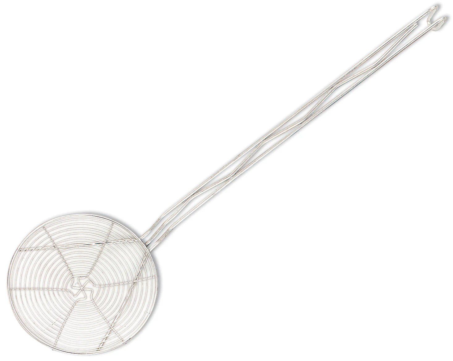 Browne 1309 Nickel-Plated Spiral Wire Round Skimmer with 9" dia. Blade and 17-3/5" Hooked Handle - Image 3