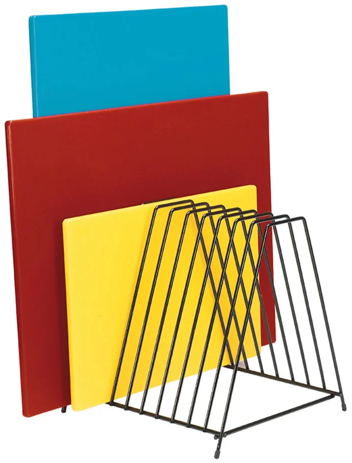 Browne 26099 Black Steel Wire Cutting Board Storage Rack - 10 Slots - Image 3