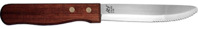 International Tableware IFK-450 Stainless Steel Serrated Round Tip Steak Knife with 4-7/8" Rosewood Handle - 12/Box