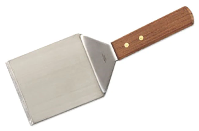 Browne 574318 Extra-Weight Stiff Stainless Steel Solid Turner with 5"L x 6"W Blade & Hardwood Handle 13" OAL - Image 2