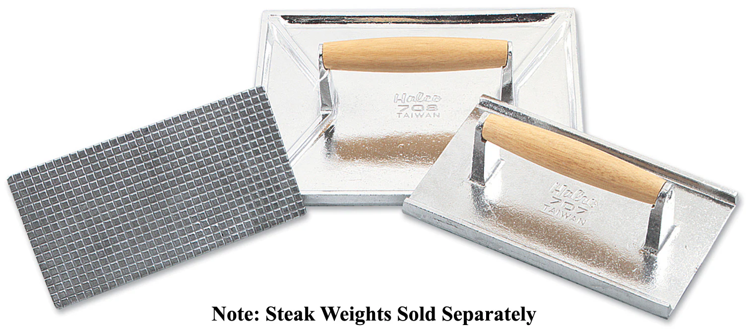 Browne 708 Aluminum Steak Weight with Wooden Handle 11" x 9"