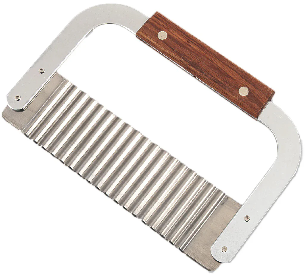 Browne 574309 Stainless Steel Garnish / Serrator Crinkle Knife with Hardwood Handle 7"