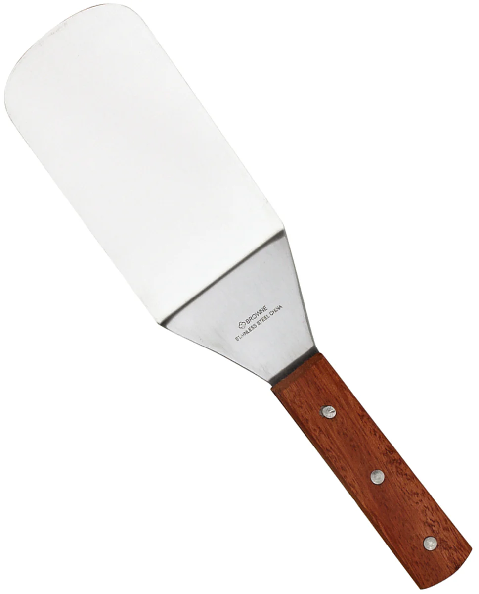 Browne 574314 Flexible Stainless Steel Solid Turner with 8"L x 3"W Blade & Hardwood Handle 14-1/2" - Image 3