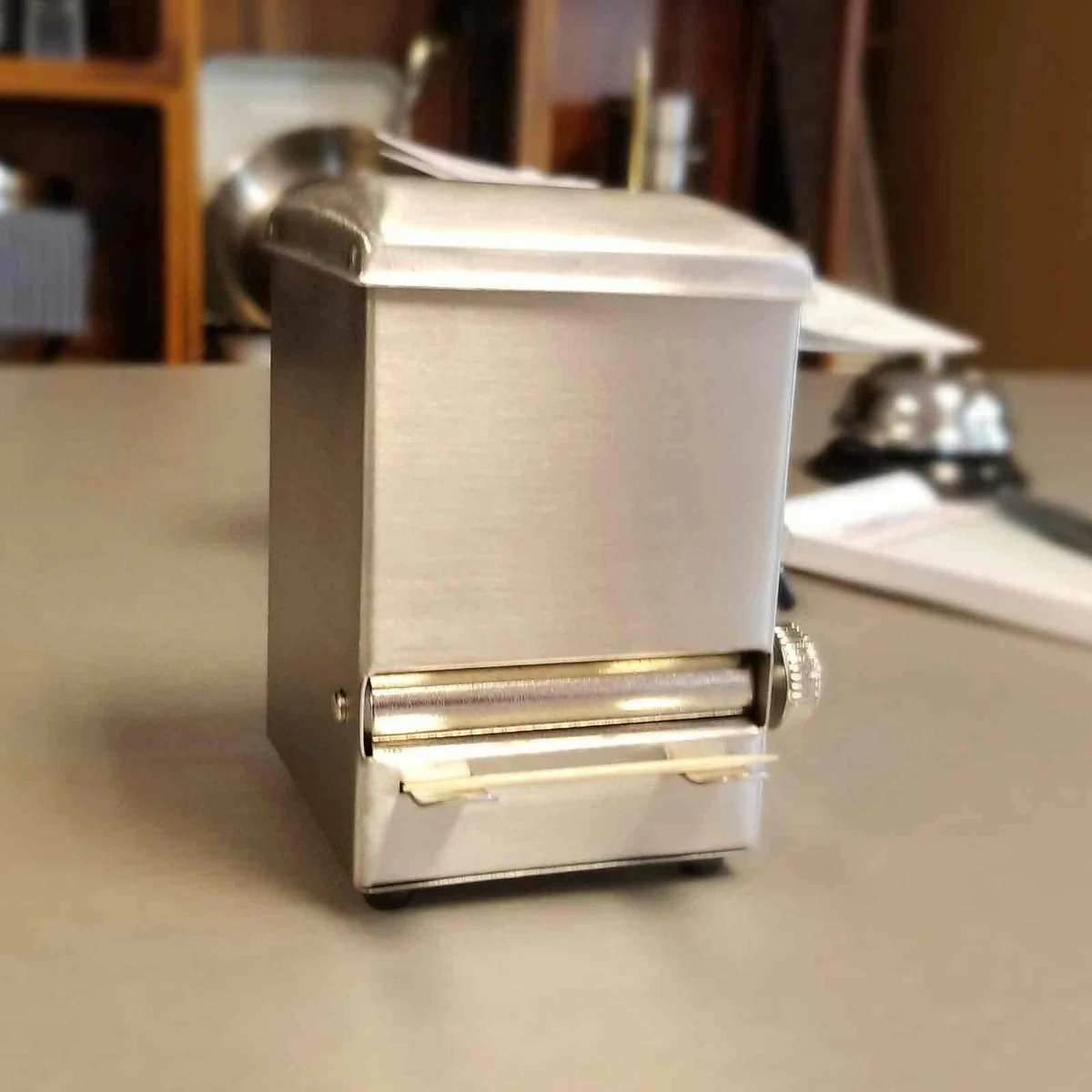 TableCraft 236 Stainless Steel Top-Loading Rotary Style Toothpick Dispenser 3-3/4" x 3" x 4-1/2"H - Image 6