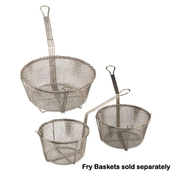 Browne 79090 Nickle-Plated Wire Medium Mesh Round Fry Basket with Uncoated Handle & Front Hook 8-1/2" Dia. - Image 2