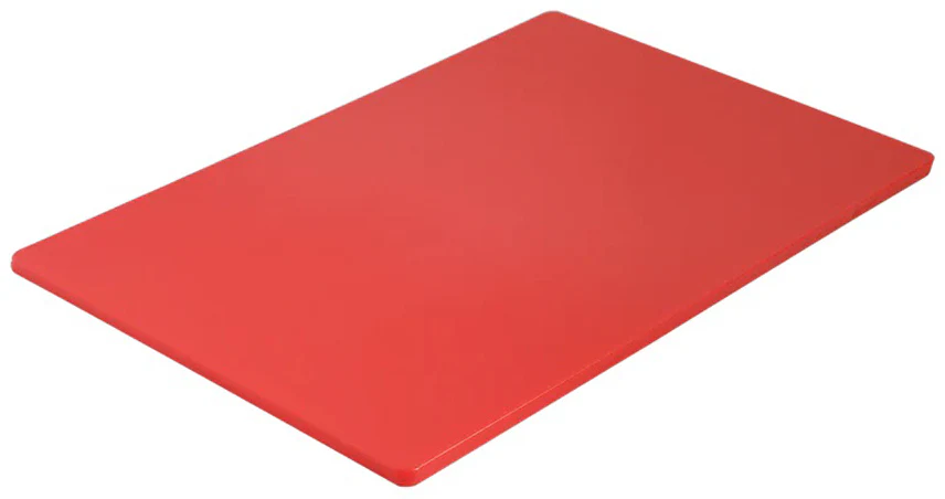 Browne 57361205 Color-Coded Medium Density Polyethylene Cutting Board 12" x 18" x 1/2" - Red