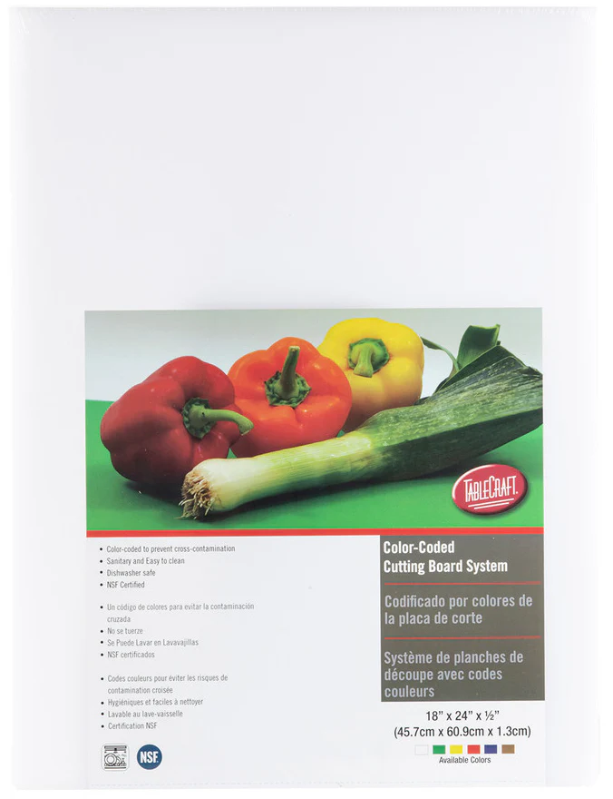 TableCraft CB1824WA Color-Coded Cutting Board 18" x 24" x 1/2" - White