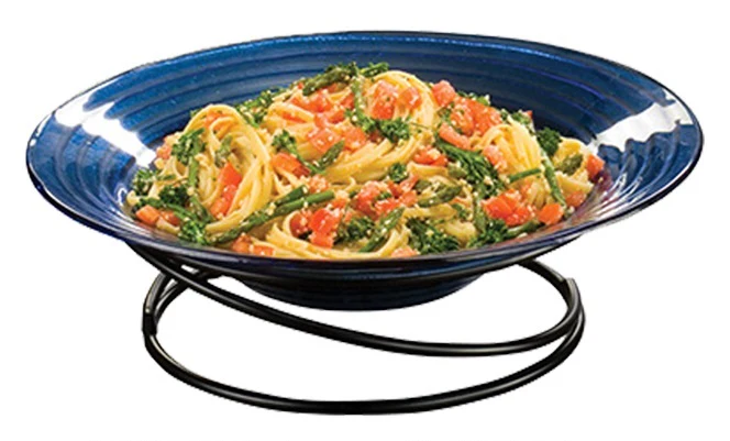American Metalcraft LWUS1041 Contempo Wrought Iron Swirl Pizza Stand / Food Display Riser 10"dia. Top x 11-1/2"dia. Bottom x 4"H - Black - Image 2