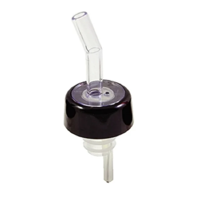 Anytime Bar Supplies AWF0026 Plastic Free Flow Whiskey Pourer with Black Collar - Clear - 12/Pack