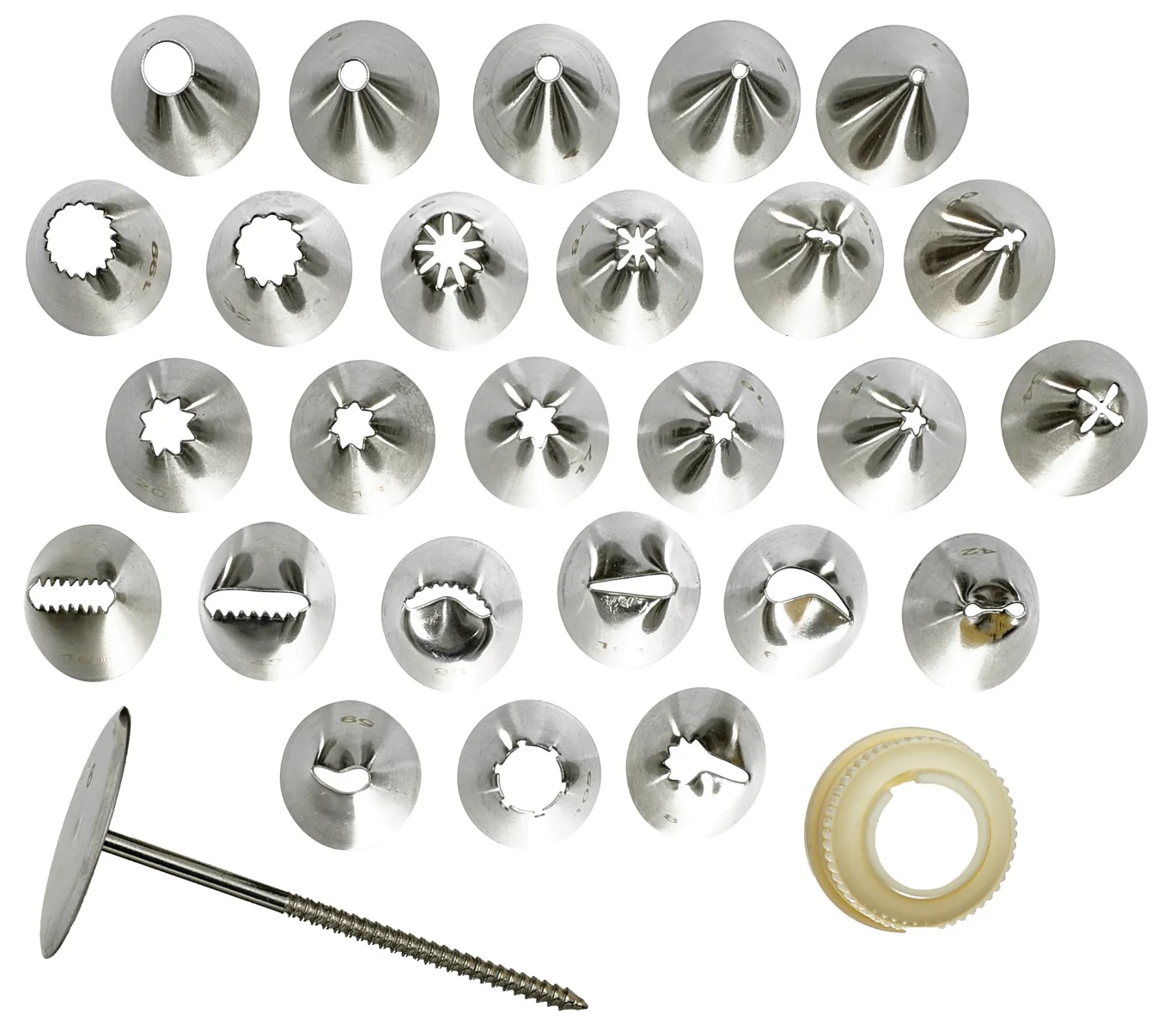 Winco CDT-26 Stainless Steel Cake Decorating Nozzle Set - 26 Tips
