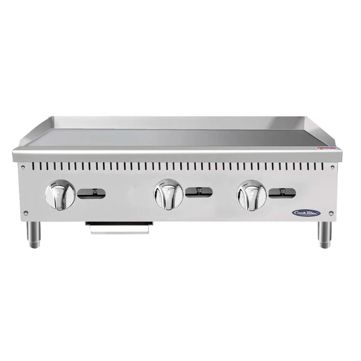 Atosa ATMG-36 CookRite Countertop Heavy-Duty Gas Griddle w/ 3 Burners, Steel Plate & Manual Control - 90,000 BTU