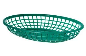 Bar Maid CR-654GR Fast Food Plastic Oval Basket 9-1/2" x 5" x 2" - Green - 12/Case