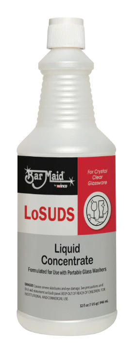 Winco DET-1200 Bar Maid LoSUDS Liquid Glassware Detergent 1 qt.
