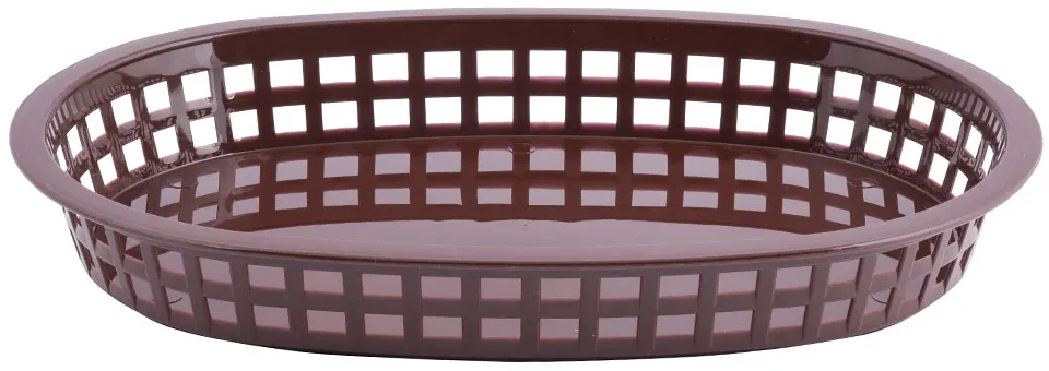 TableCraft C1076BR Chicago Plastic Oval Platter Basket 10-1/2" x 7" x 1-1/2" - Brown - 12/Case - Image 10