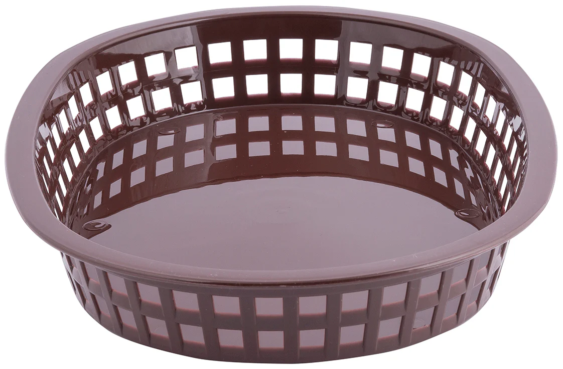 TableCraft C1076BR Chicago Plastic Oval Platter Basket 10-1/2" x 7" x 1-1/2" - Brown - 12/Case - Image 3