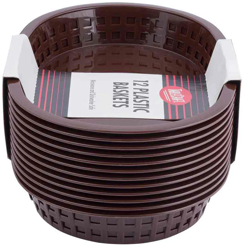 TableCraft C1076BR Chicago Plastic Oval Platter Basket 10-1/2" x 7" x 1-1/2" - Brown - 12/Case - Image 7