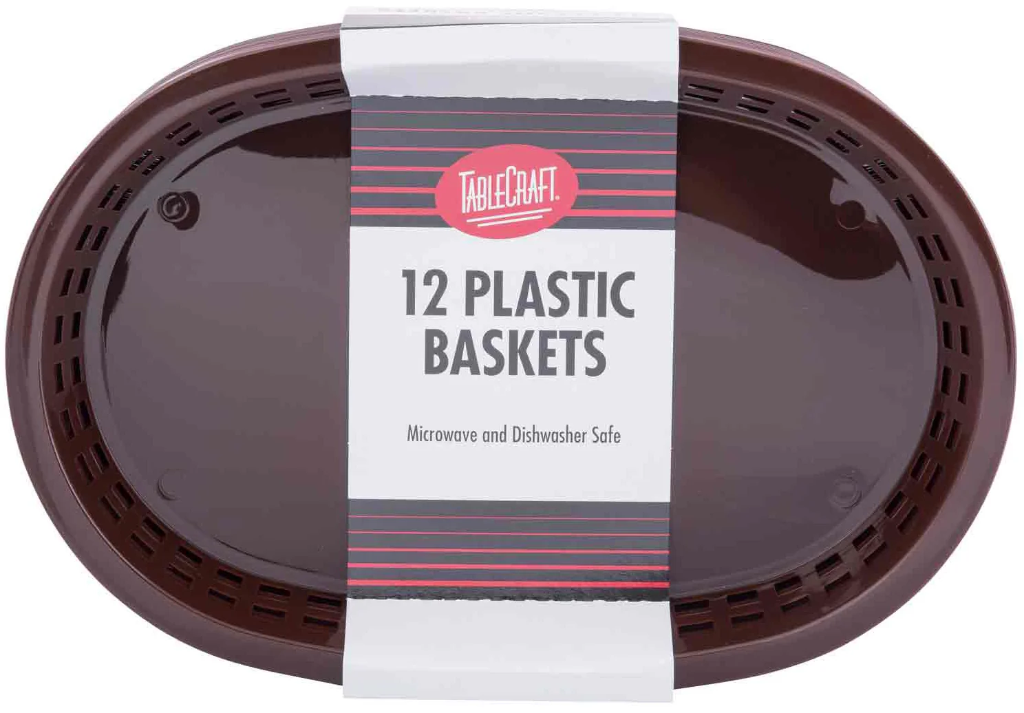 TableCraft C1076BR Chicago Plastic Oval Platter Basket 10-1/2" x 7" x 1-1/2" - Brown - 12/Case - Image 9