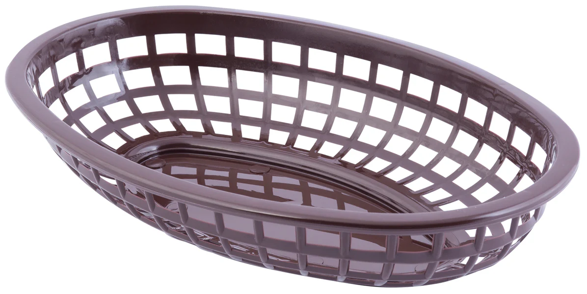 TableCraft C1074BR Classic Plastic Oval Basket 9-1/4" x 6" x 1-3/4" - Brown - 12/Case
