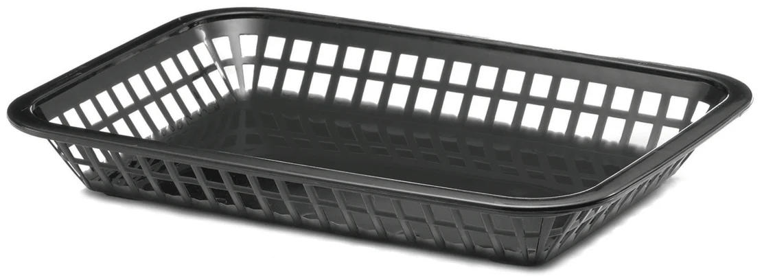TableCraft C1077BK Grande Plastic Rectangular Platter Basket 10-3/4" x 7-3/4" x 1-1/2" - Black - 12/Case