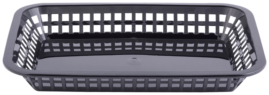 TableCraft C1077BK Grande Plastic Rectangular Platter Basket 10-3/4" x 7-3/4" x 1-1/2" - Black - 12/Case - Image 3